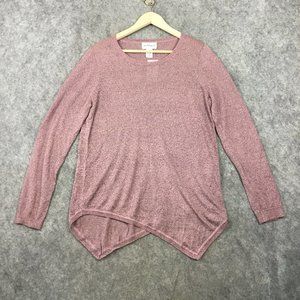 Peck Peck Sweater M Long Sleeve Top Asymmetric Pointed Hem Hacci Knit Pink Mauve